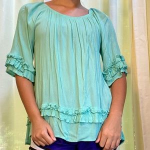 “J&M” turquoise blouse. Size medium